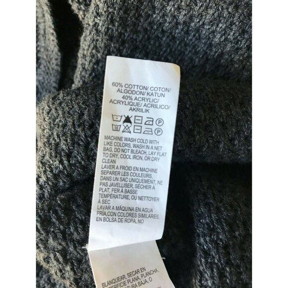 LUCKY BRAND Live in Love Long Sleeve Sweater Size XS Dark Gray Fringe Waterfall - Picture 8 of 8